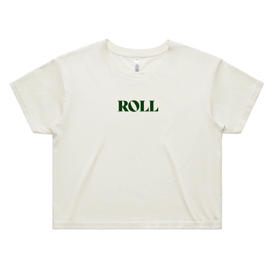 RollerFit Roll Crop t-shirt in white.