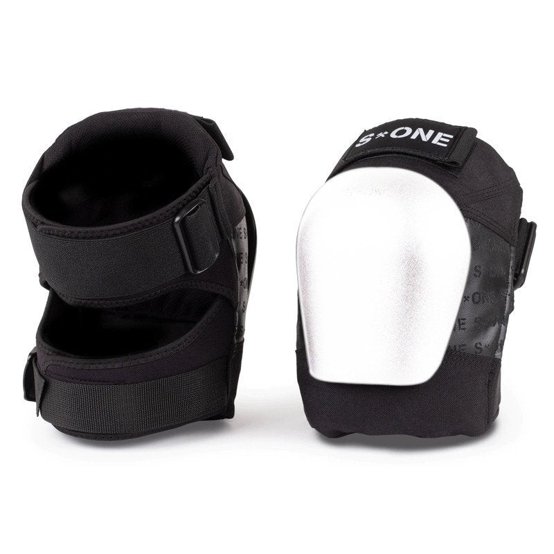S-One Gen 4 Pro Knee pads in black with white cap.