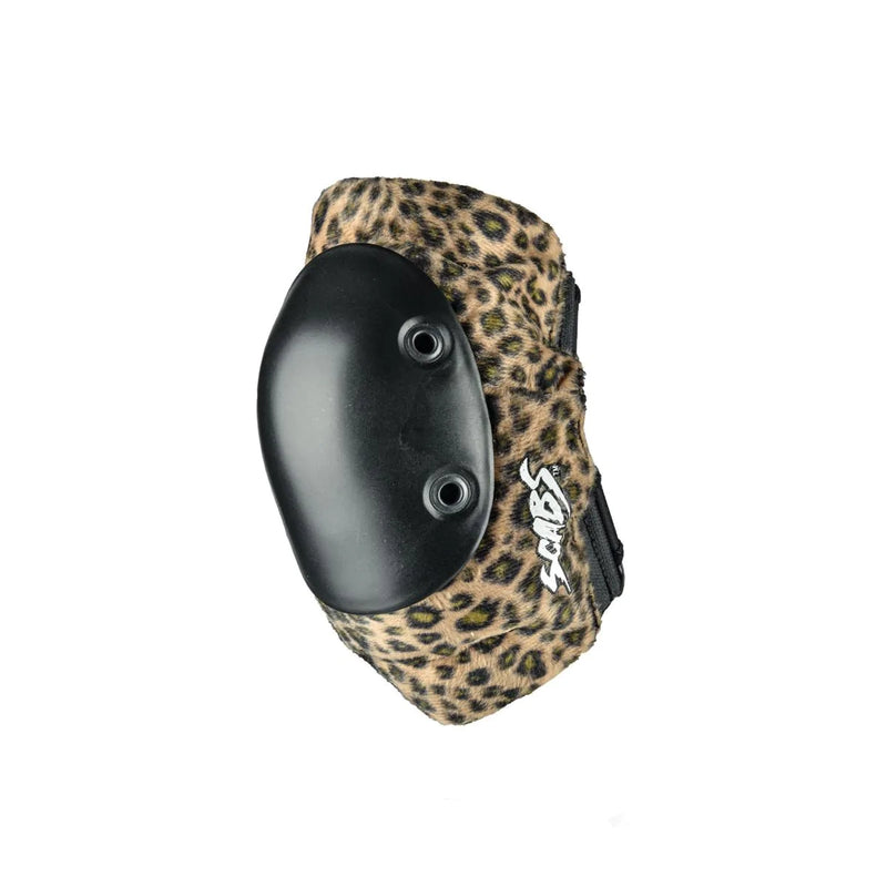 Smiths Scabs Elite brown leopard print elbow pads with a black elbow cap. 