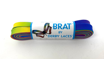 Derby Laces Brat roller skate laces in Rainbow Gradient.