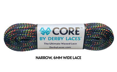 Derby Laces in Black Rainbow. 