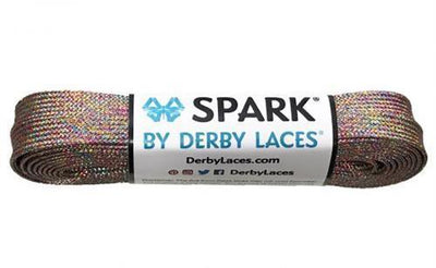 Derby Laces Spark roller skate laces in Rainbow Mirage.