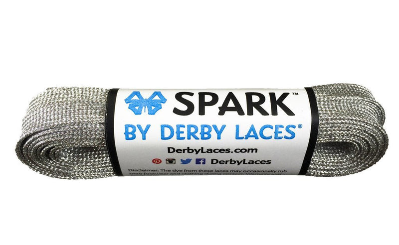 Derby Laces Spark roller skate laces in Silver.