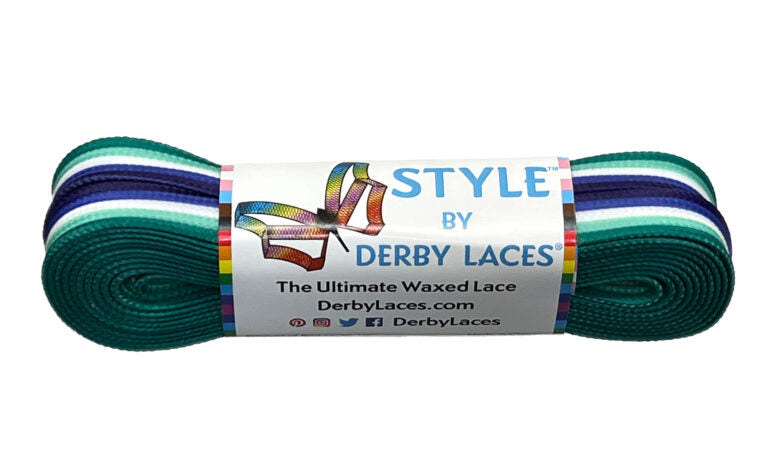 Derby Laces Style roller skate laces in MLM Stripe.