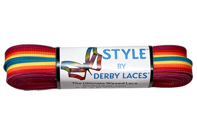 Derby Laces Style roller skate laces in Rainforest Stripe.