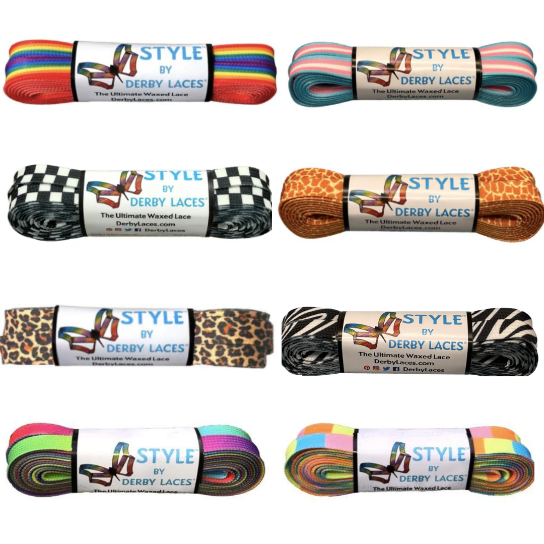 Derby Laces Style roller skate laces in 8 colours.