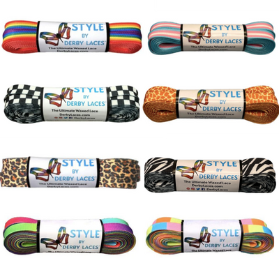 Derby Laces Style roller skate laces in 8 colours.