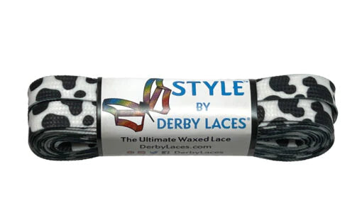 Derby Laces Style roller skate laces in Cow print.