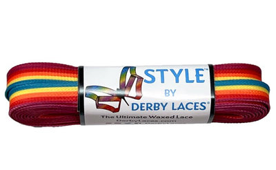 Derby Laces Style roller skate laces in Rainforest Sunset.