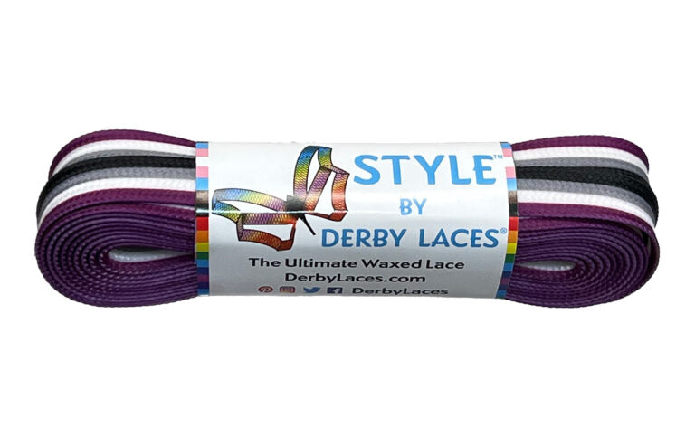 Derby Laces Style roller skate laces in Asexual Stripe.