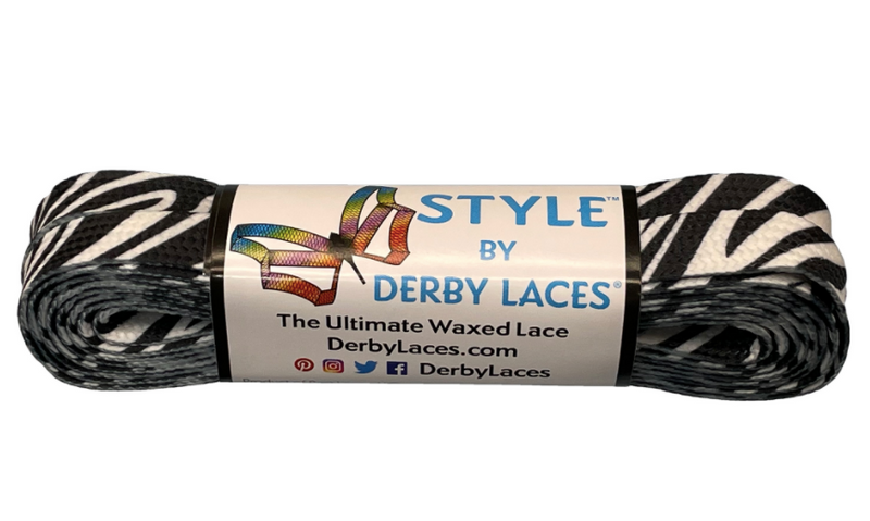 Derby Laces Style roller skate laces in Zebra.
