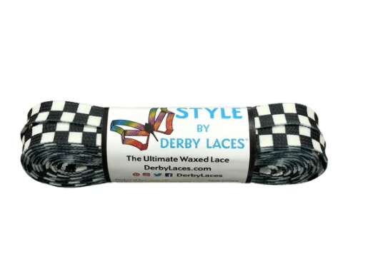 Derby Laces Style roller skate laces in Black and White Checker.