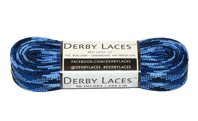 Derby Laces Waxed roller skate laces in Blue Camo.