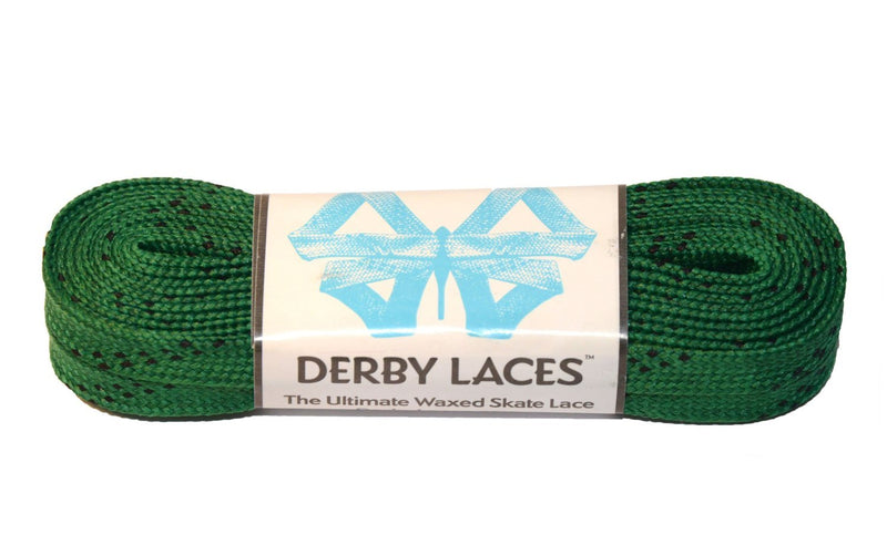 Derby Laces Waxed roller skate laces in Kelly Green.