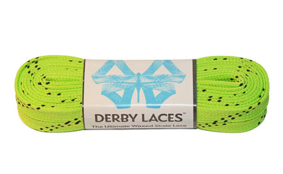 Derby Laces Waxed roller skate laces in Lime Green.