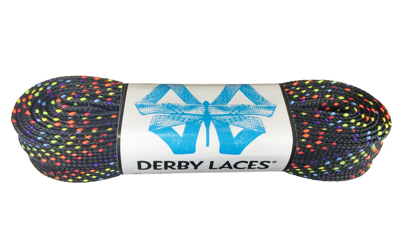 Derby Laces Waxed roller skate laces in Rainbow.
