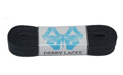 Derby Laces Waxed roller skate laces in Solid Black.