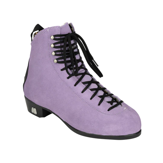 Moxi Roller Skates Jack 2 Lilac with black heel, laves, backstay and leopard print lining.