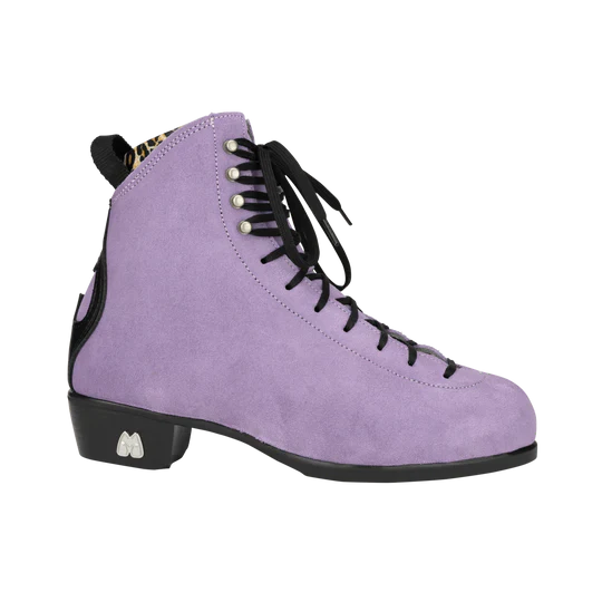 Moxi Roller Skates Jack 2 Lilac with black heel, laves, backstay and leopard print lining.