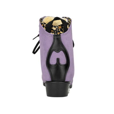Moxi Roller Skates Jack 2 Lilac with black heel, laves, backstay and leopard print lining.