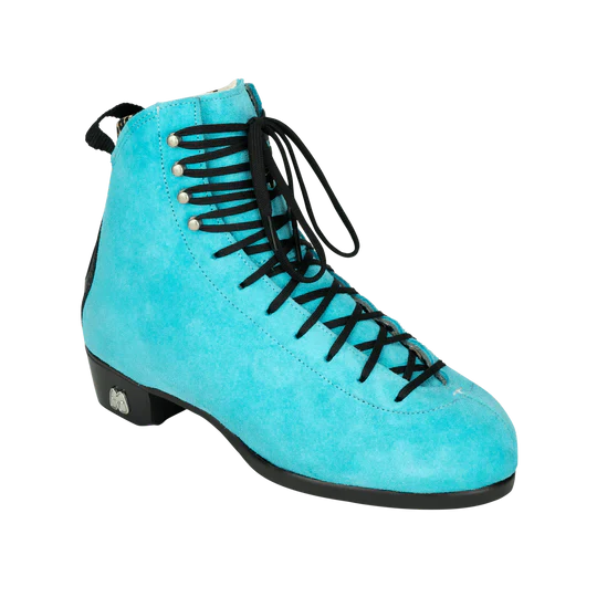 Moxi Roller Skates Jack 2 True Blue with black heel, laves, backstay and leopard print lining.