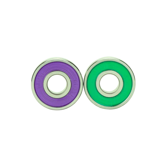 Moxi Roller Skates Mixtape Bearings with two tones purple and teal shields.