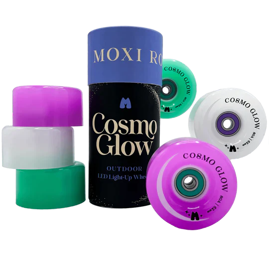 The moxi cosmo glow roller skate wheel range.