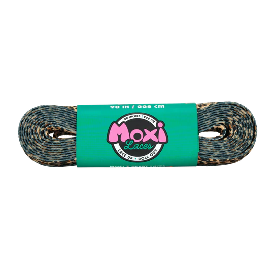 Moxi Roller Skates x Derby Laces in leopard.