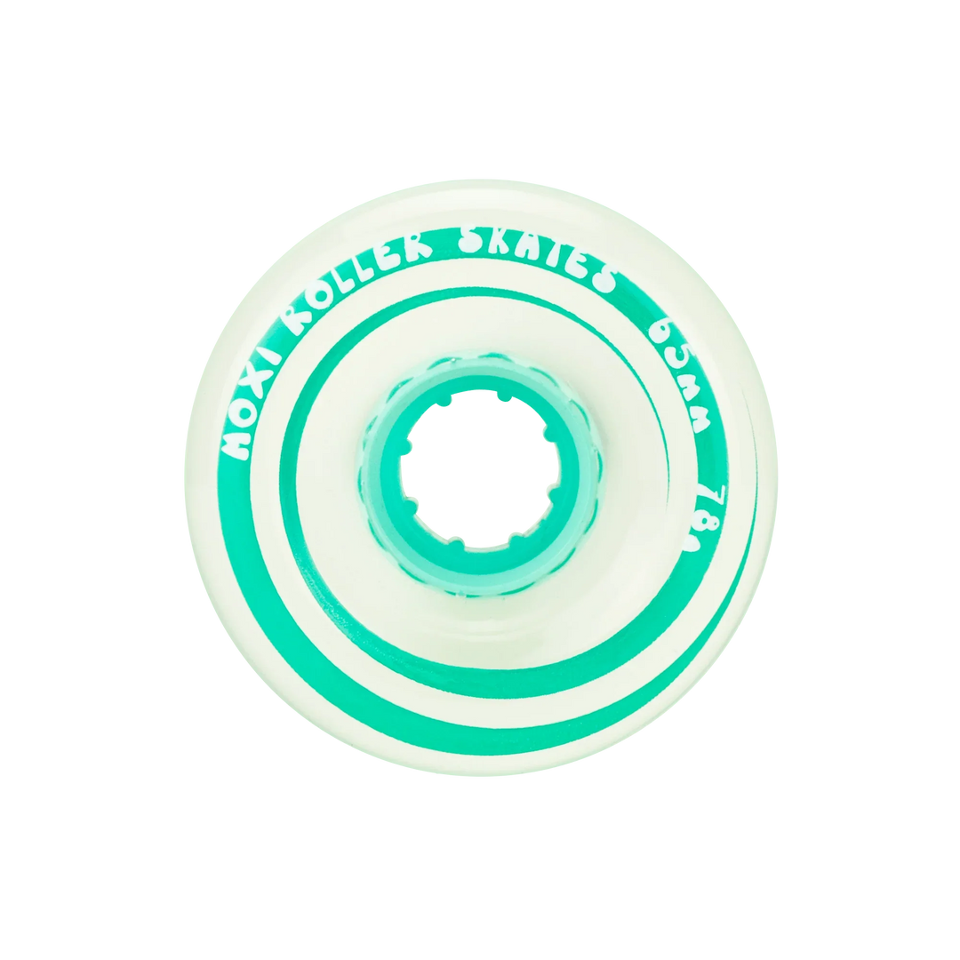 Moxi Roller Skates Gummy wheels in Teal Floss.