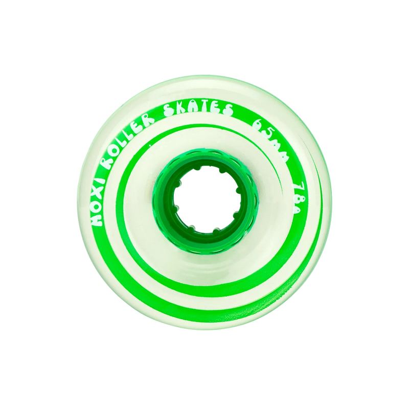 Moxi Roller Skates Gummy wheels in Green Apple.