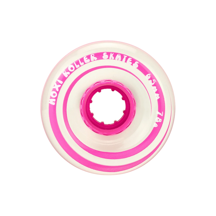 Moxi Roller Skates Gummy wheels in Pink Strawberry.