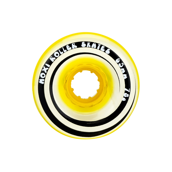 Moxi Roller Skates Gummy wheels in Pineapple Yellow.