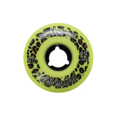 Moxi Roller Skates Trick wheels in green 59mm with leopard print.
