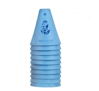 Stack of Powerslide slalom cones in blue.