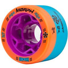 Reckless Morph wheel in magenta core with orange and blue urethane.
