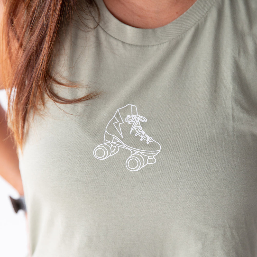 RollerFit Classic Skate Tank in Pisatchio green.