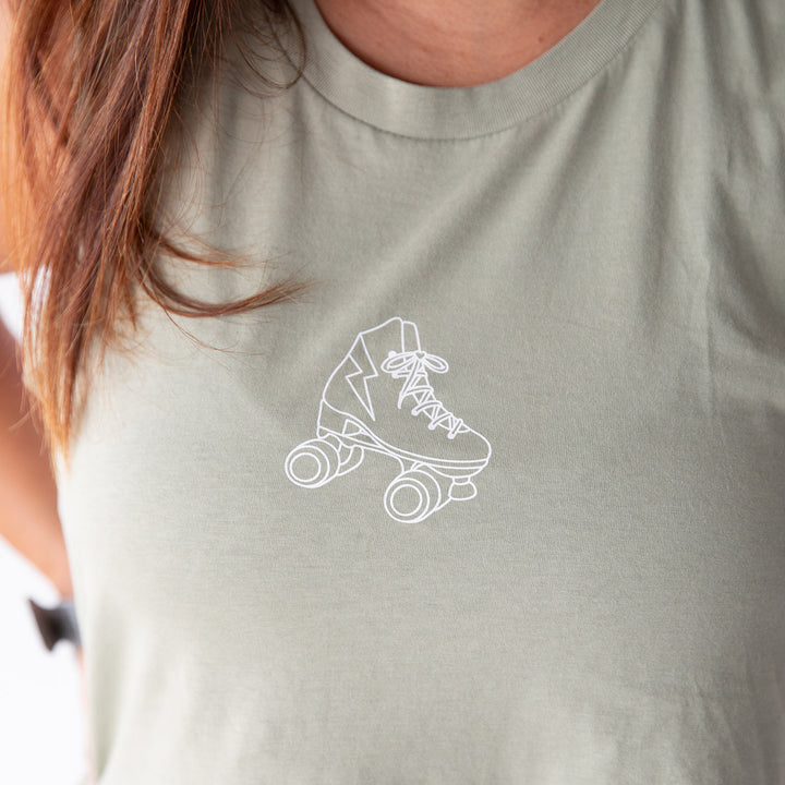 RollerFit Classic Skate Tank in Pisatchio green.