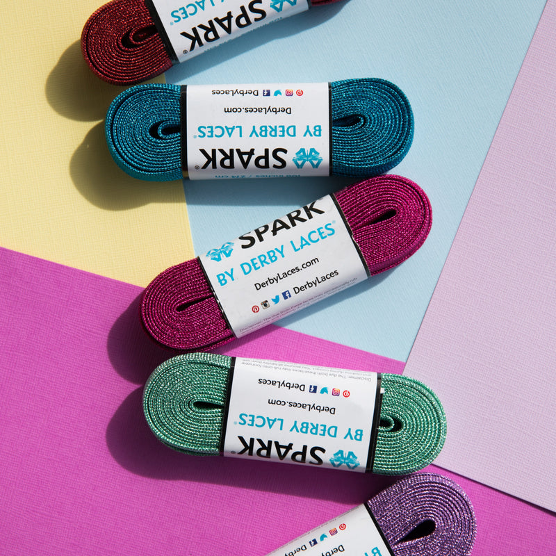 Derby Laces Spark roller skate laces in 5 colours.
