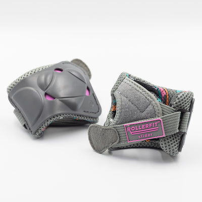 The RollerFit Palm Slider a light weight protective guard for your hands in grey with pink accents.