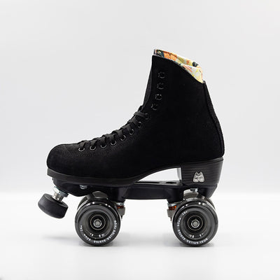 Side view Moxi Roller Skates Lolly roller skates in Black. 