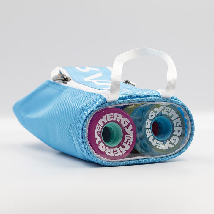 Radar Wheel Bag in blue showing the window feature.