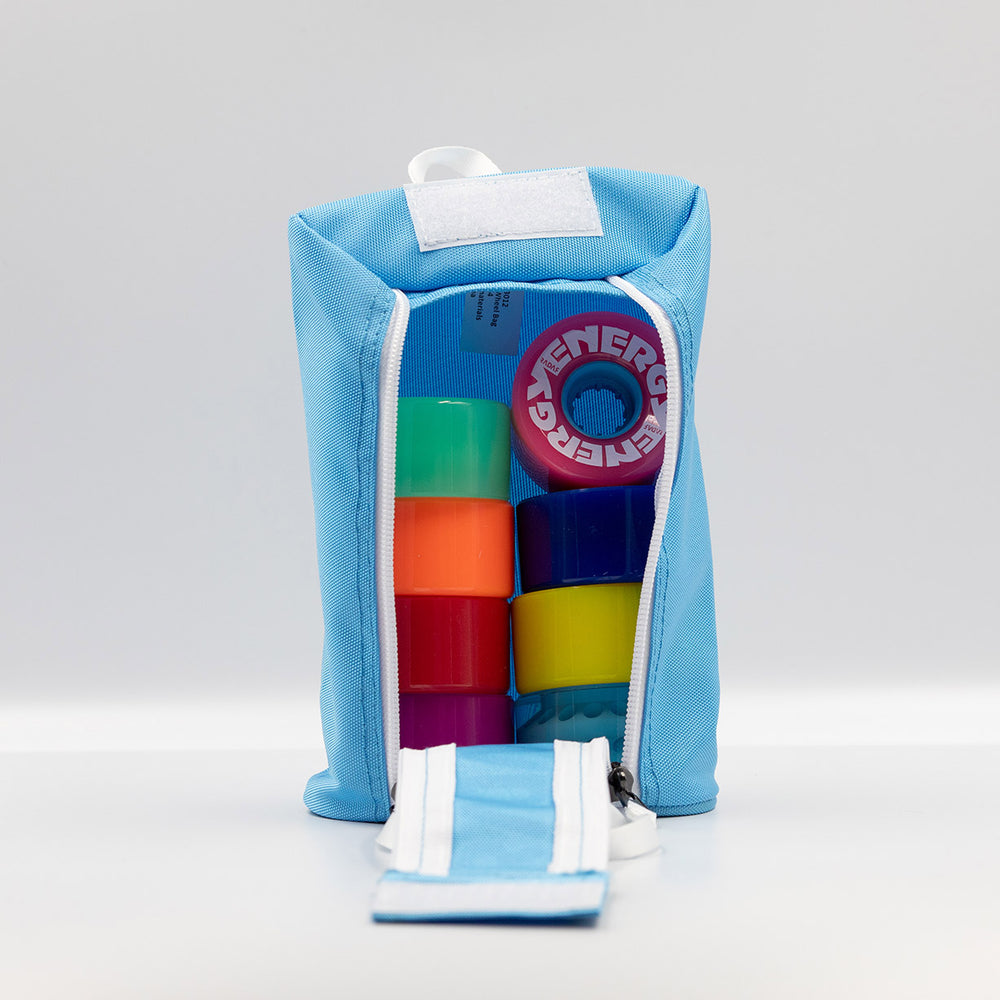 Radar Wheel Bag in blue holding 8 wheels.