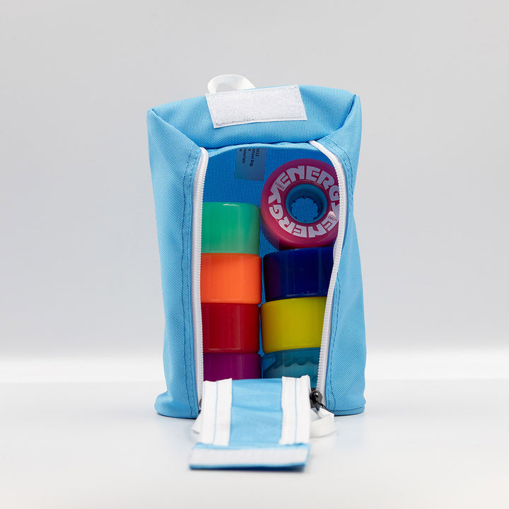 Radar Wheel Bag in blue holding 8 wheels.