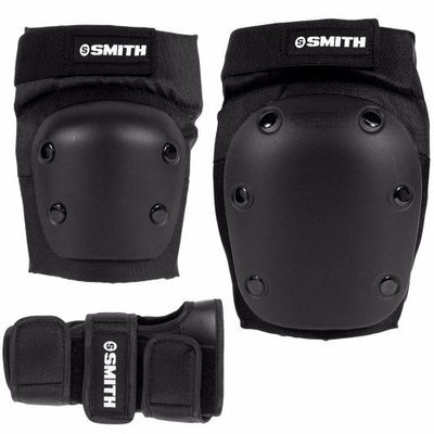Smith Scabs Tri Pack in black with knee, elbow and wrist guards.