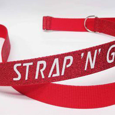 Strap N Go roller skate leash in red glitter.