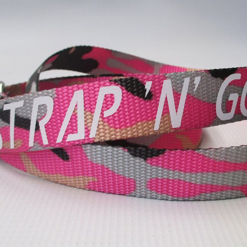 Strap N Go skate leash in pink camo print.