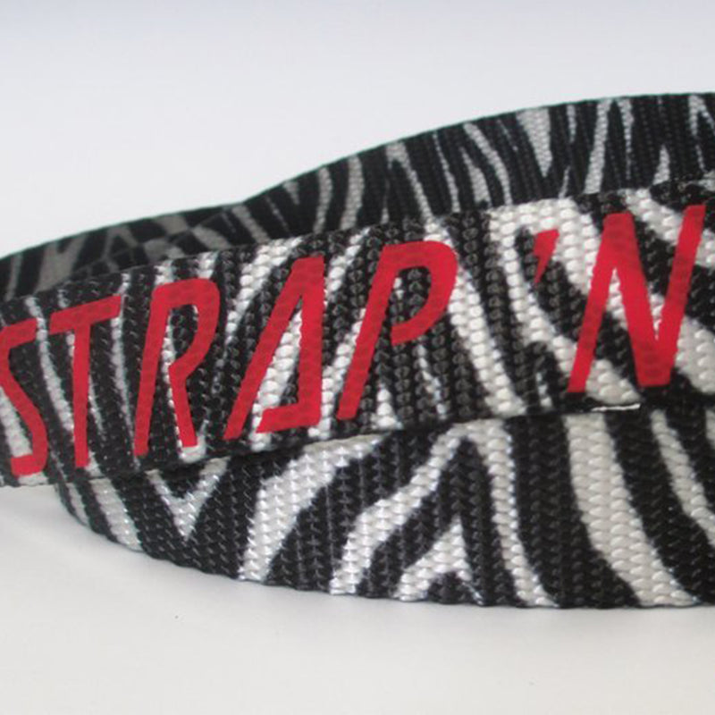 Strap N Go skate leash in black and white zebra print.