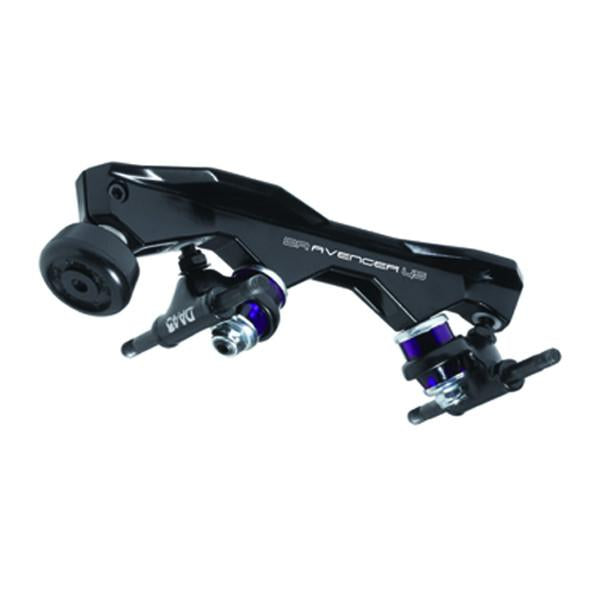 Sure-Grip Avenger Aluminium roller skate plate with an all black finish.