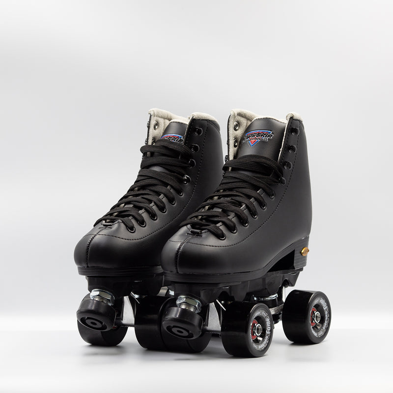 Sure-Grip Fame roller skates in black.