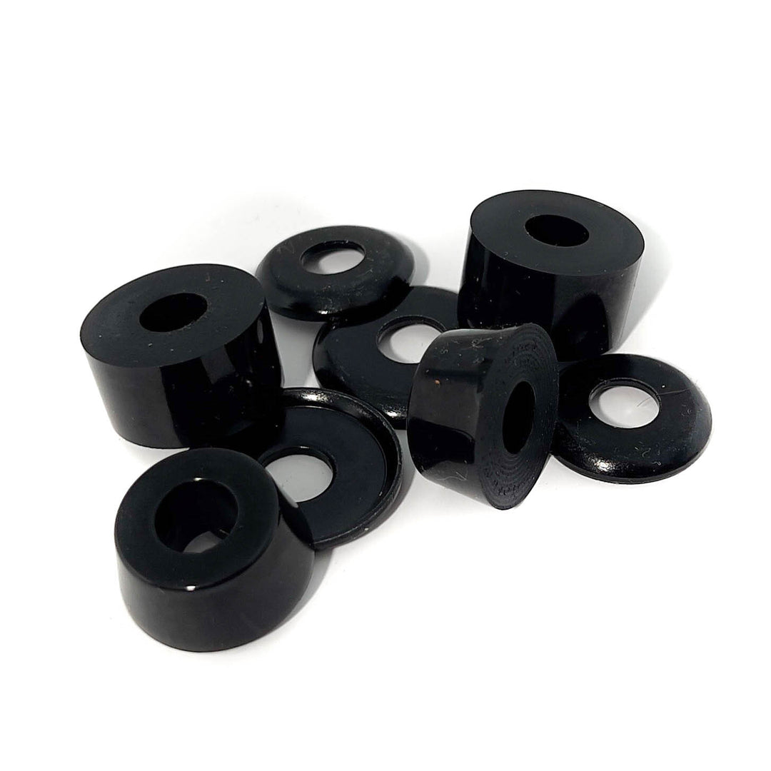 Trinity cushions in black 95a, 2 cone cushions, 2 barrel cushions and 4 cushion caps.